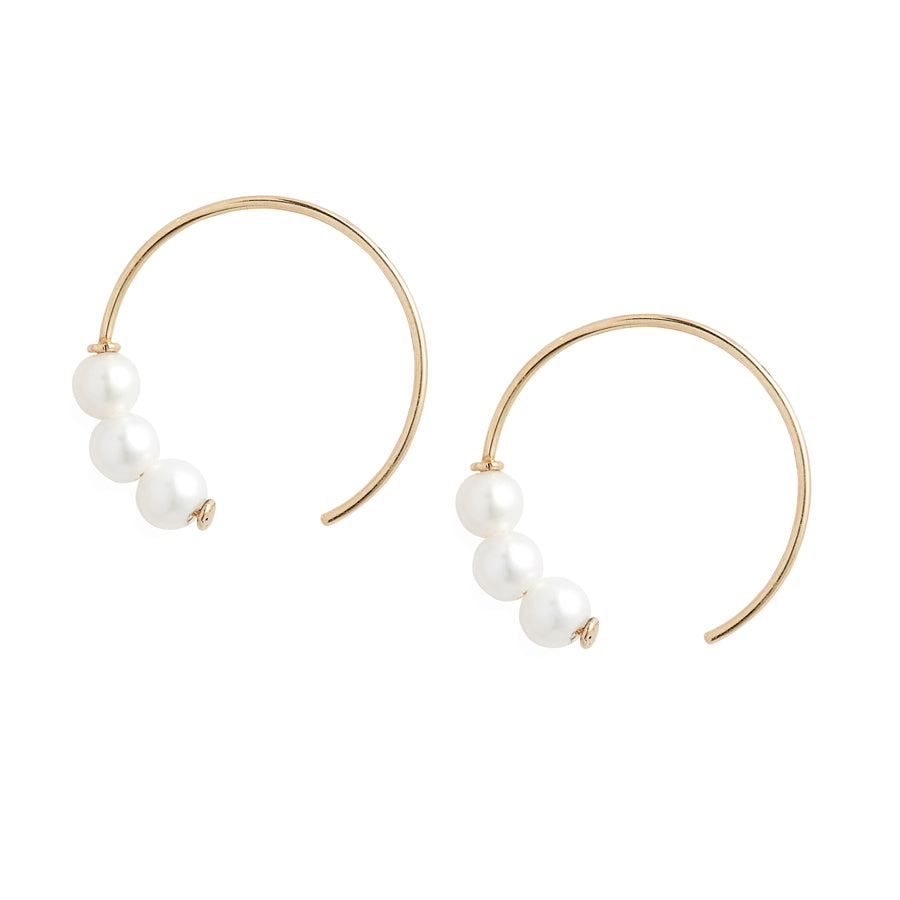 Triple Baby Pearl Circle Earrings