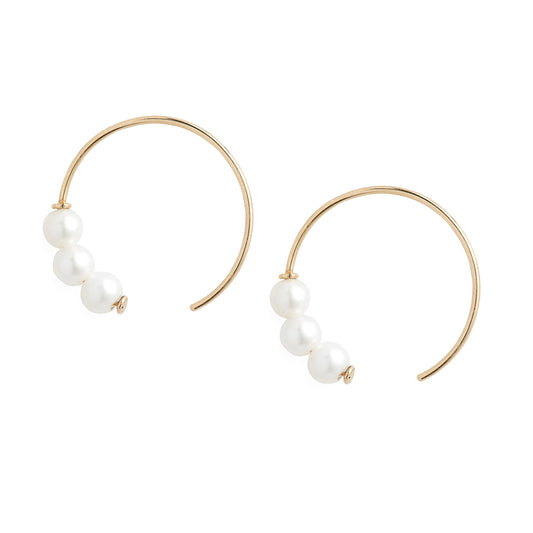 Triple Baby Pearl Circle Earrings