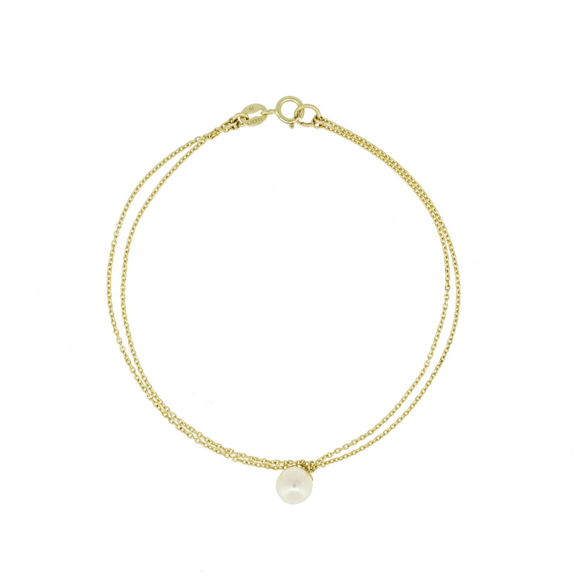 Double Chain Pearl Drop Bracelet