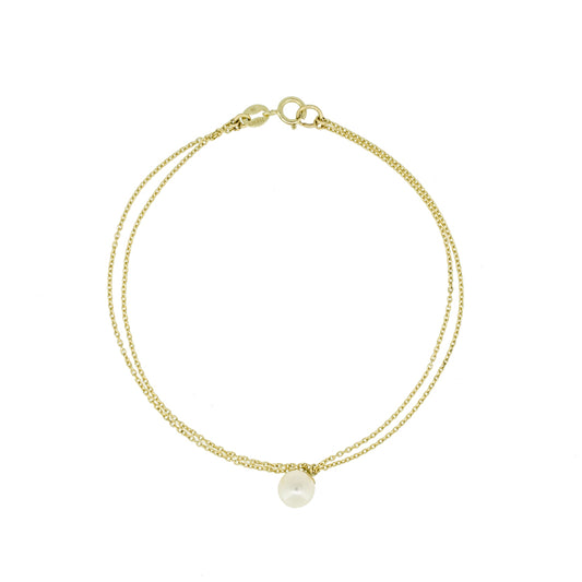 Double Chain Pearl Drop Bracelet