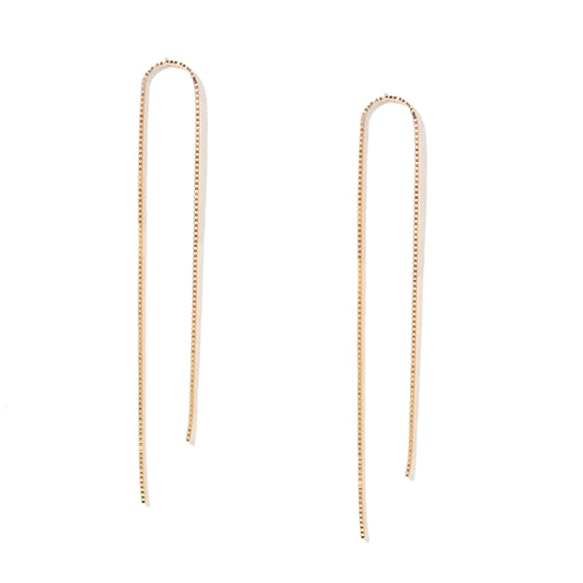 Gold Arch Box Chain Earrings