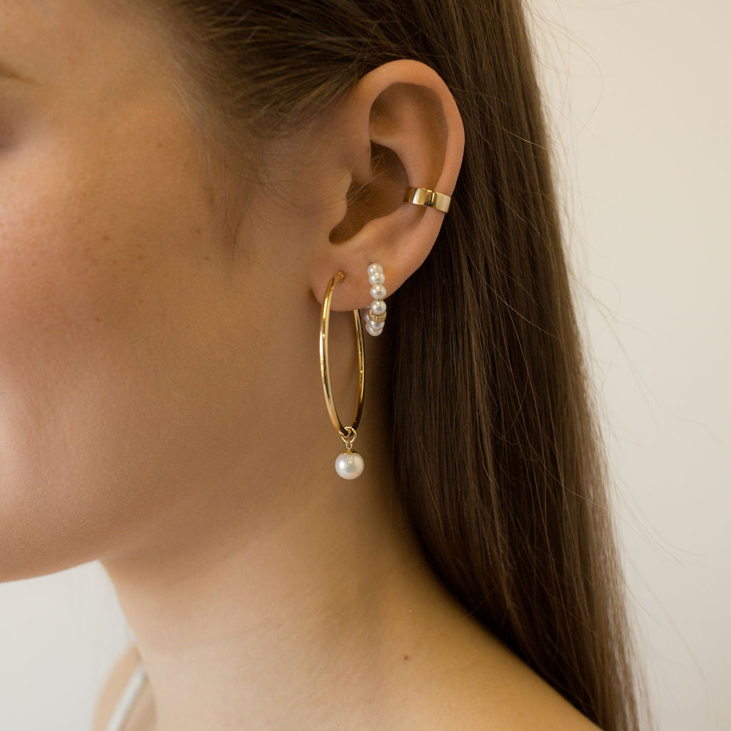 Large Gold Hoop Pearl Earrings – POPPY FINCH