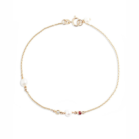 Ruby Pearl Diamond Bracelet