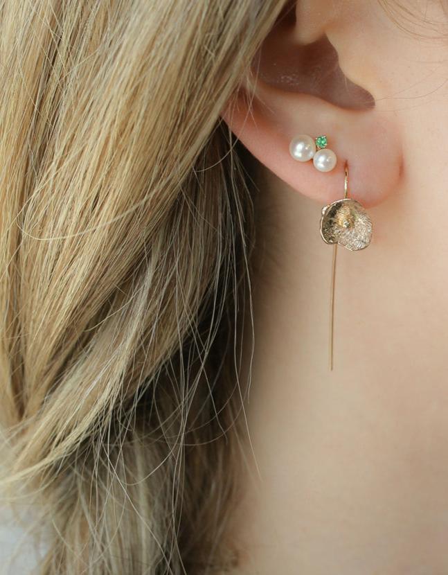 Double Pearl Gemstone Stud Earrings