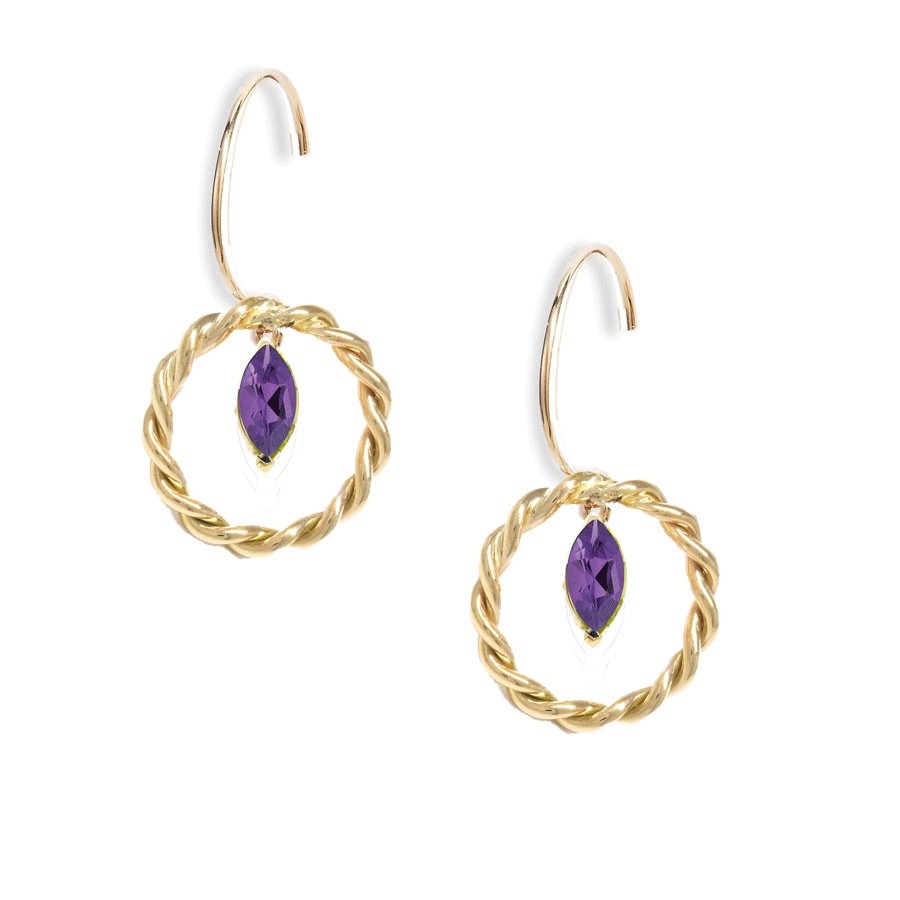 Marquise Gem Circle Earrings