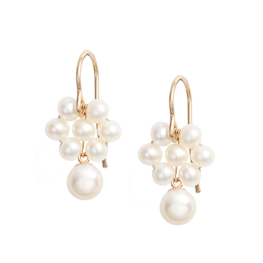 Flower Pearl Dangle Earrings