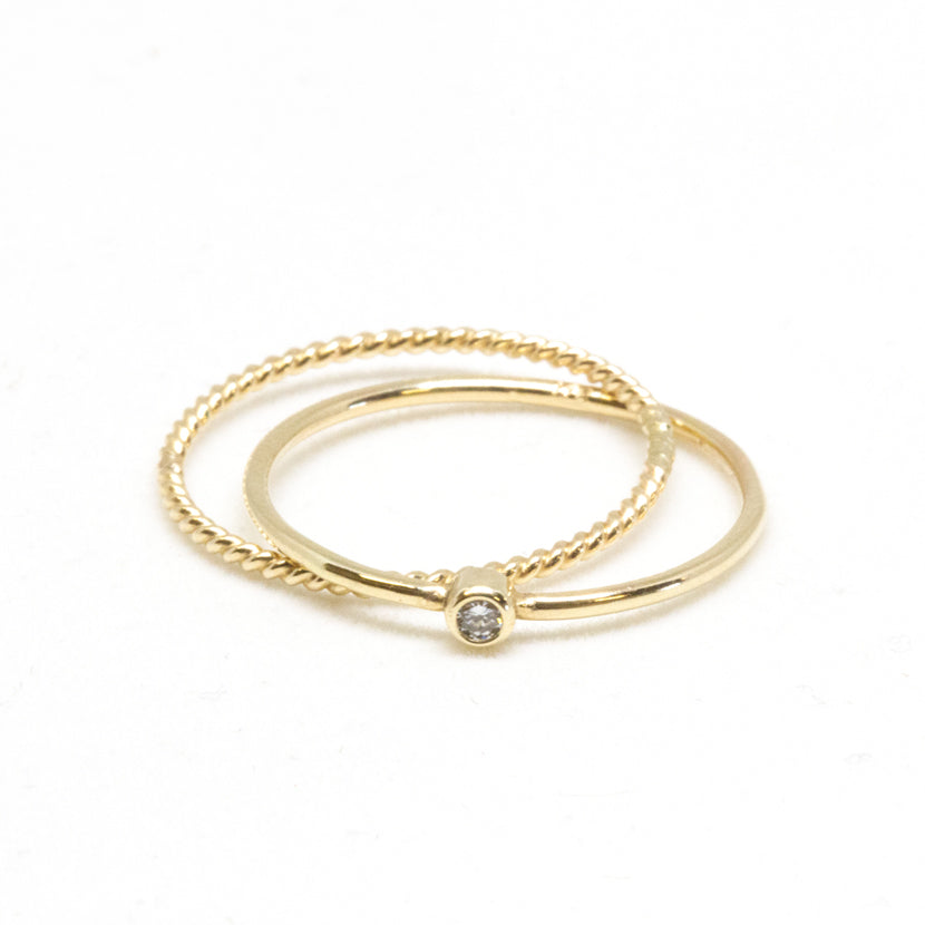 Skinny Baby Diamond Crisscross Ring