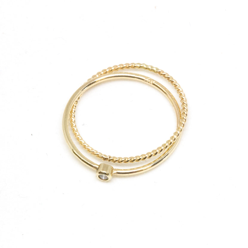 Skinny Baby Diamond Crisscross Ring