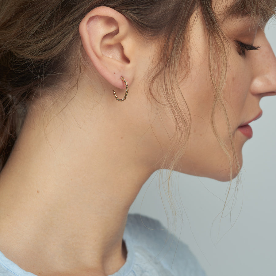 Small Twisted Gold Hoop Earrings