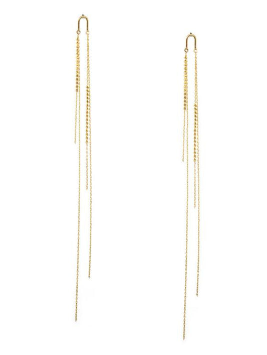 18K Gold Arch Long Shimmer Earrings