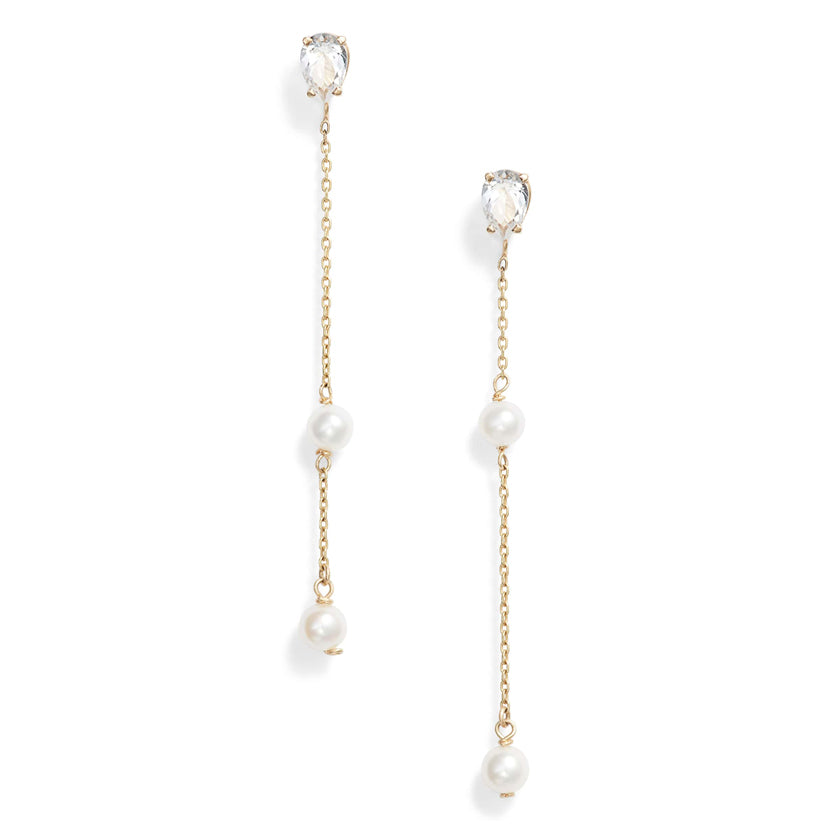 White Topaz Pearl Earrings – POPPY FINCH